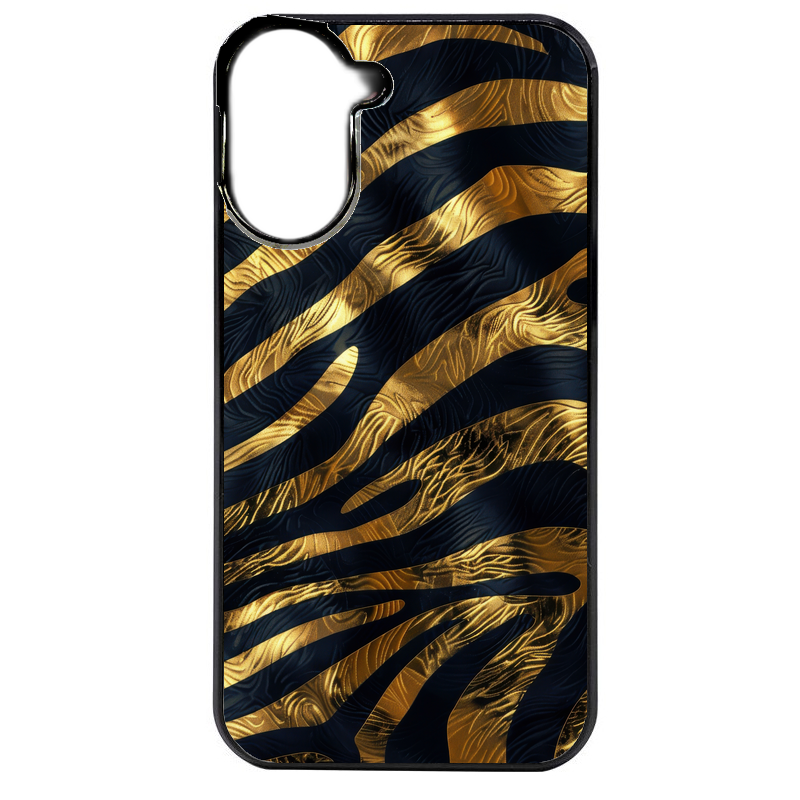 Coque noire taperso pour POCO C71 4G avec motif zebre gold protection antichoc personnalisée