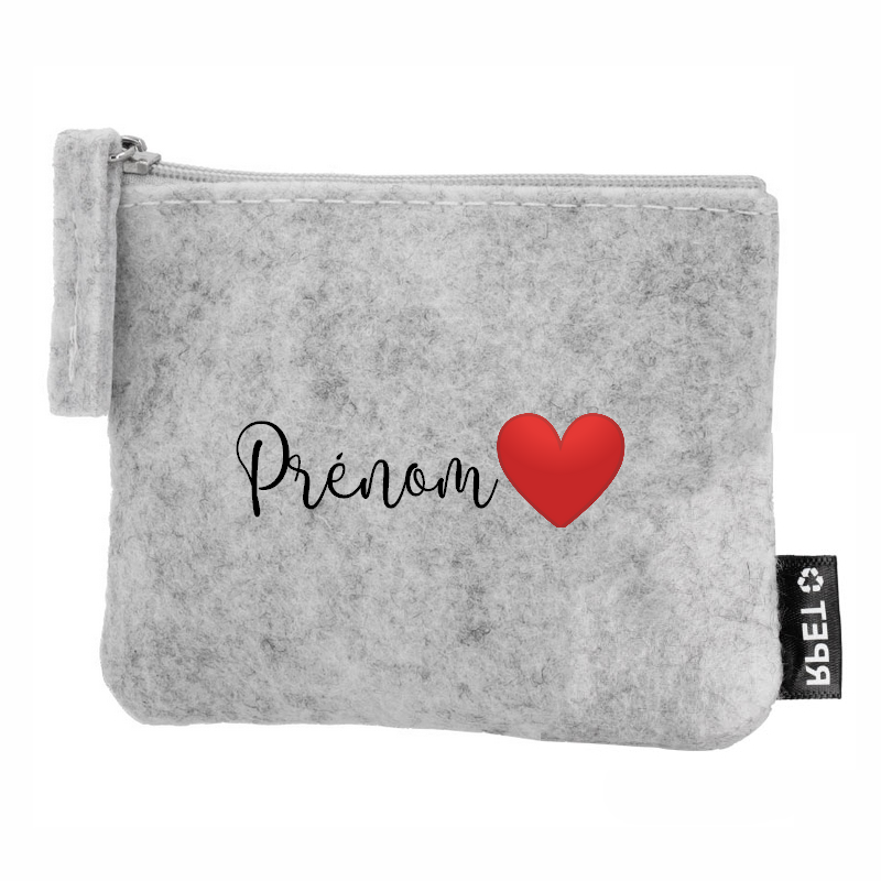 Porte monnaie avec votre prenom love en feutrine en feutrine