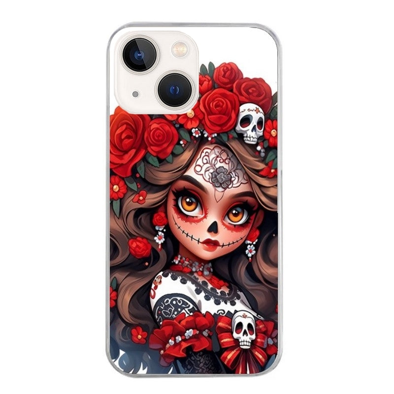 Coque taperso pour Iphone 12 et PRO MINI PRO MAX avec motif tete de mort calavera rouge protection antichoc personnalisée