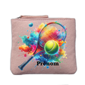 Porte monnaie personnalisé motif tennis raquette rose clair en feutrine en feutrine