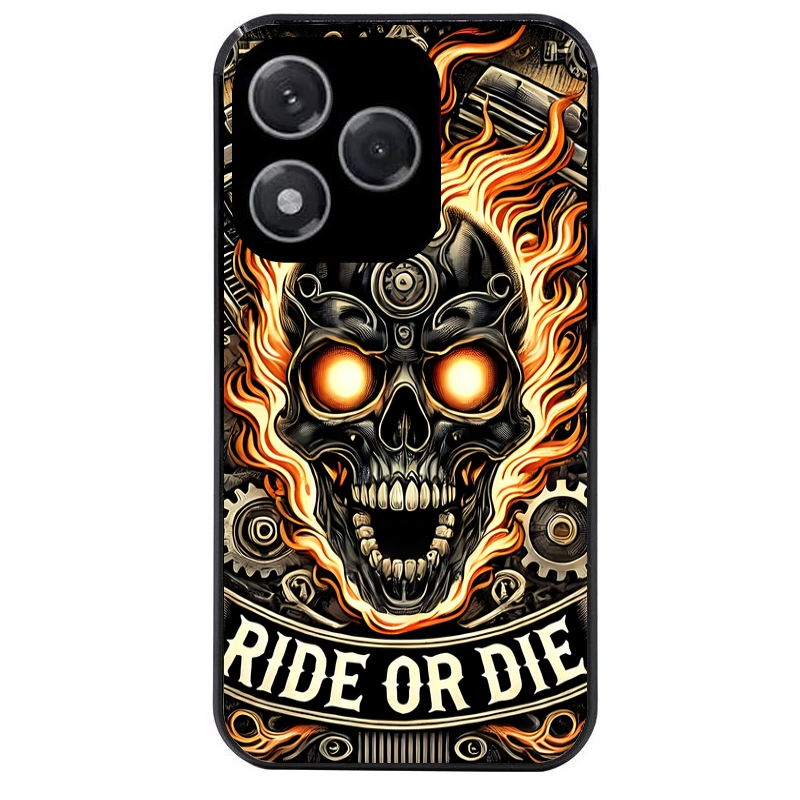 Coque noire taperso pour Honor 400 et Lite Pro Smart avec motif tete de mort flamme protection antichoc personnalisée