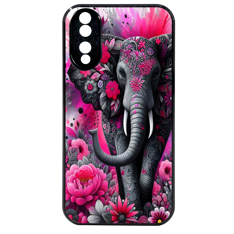 Coque noire taperso pour Honor 70 LITE 90 et LITE avec motif elephant et fleurs protection antichoc personnalisée