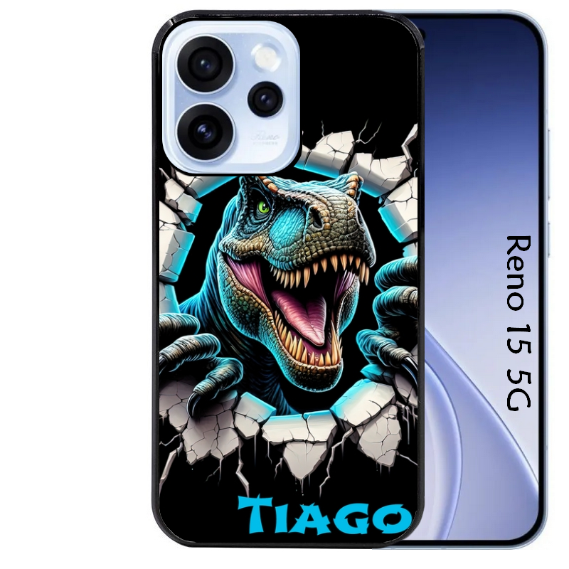 Coque noire taperso pour OPPO Reno 15 et F FS 5G avec motif dino t rex personnalisee protection antichoc personnalisée