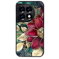Coque noire taperso pour OnePlus 11 et 12 avec motif fleur poinsettia style noel protection antichoc personnalisée