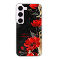 Coque taperso pour galaxy S23 et PLUS ULTRA FE avec motif fleur rouge avec prenom protection antichoc personnalisée