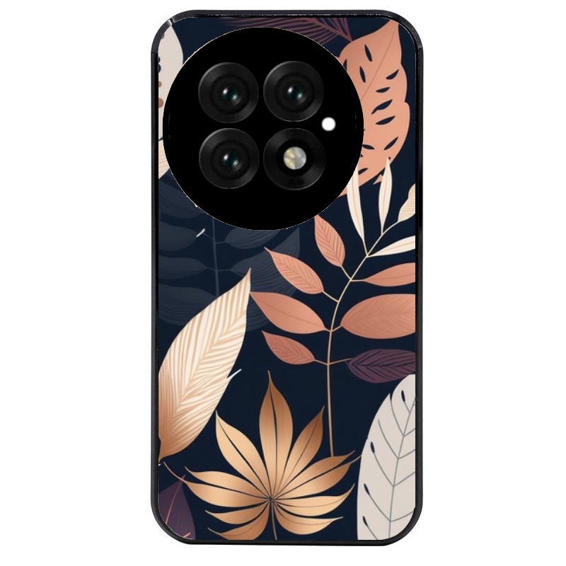 Coque noire taperso pour OnePlus 13 avec motif jungle et feuilles protection antichoc personnalisée