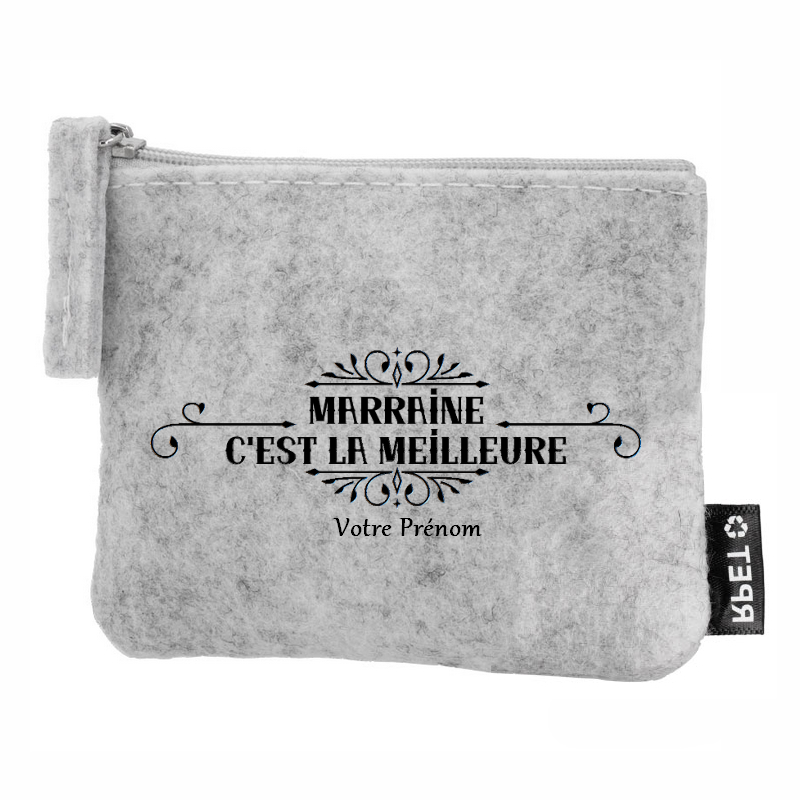 Porte monnaie personnalisé marraine meilleure en feutrine en feutrine