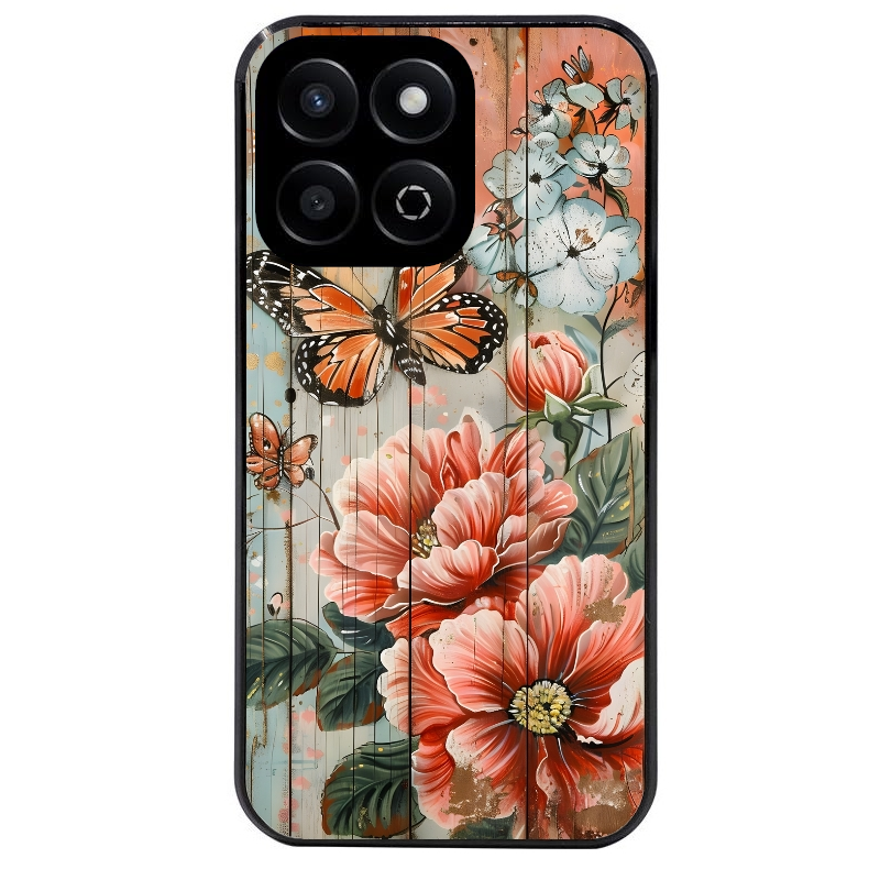 Coque noire taperso pour Honor 70 LITE 90 et LITE avec motif bois et papillon 3 protection antichoc personnalisée