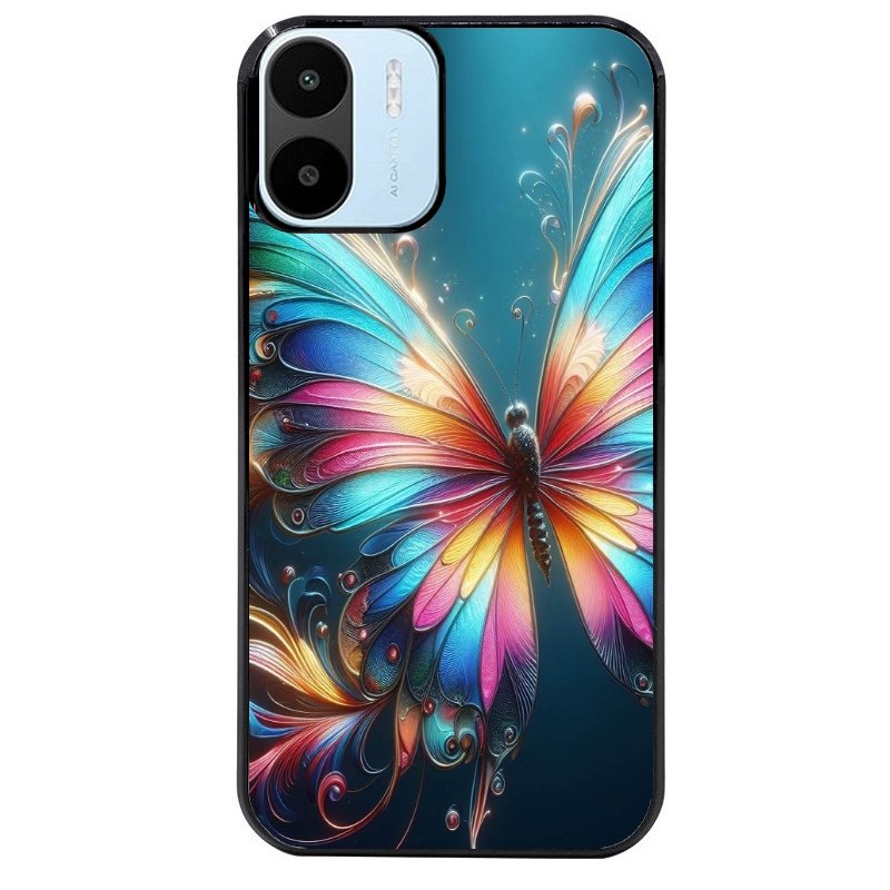 Coque noire taperso pour Redmi A1 et A2 avec motif papillon arc protection antichoc personnalisée