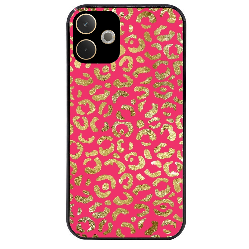 Coque noire taperso pour OPPO A5 PRO 4G et 5G avec motif leopard fuschia protection antichoc personnalisée
