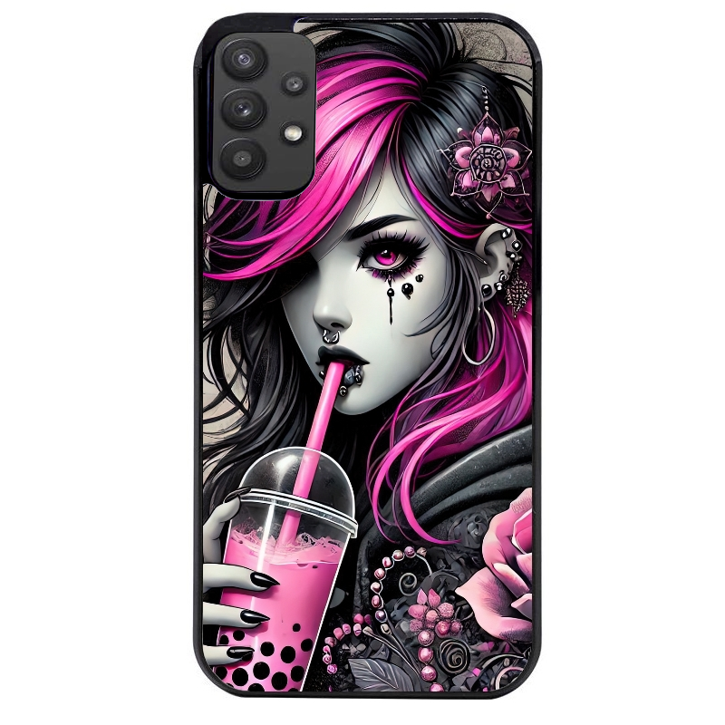 Coque noire taperso pour galaxy A22 A32 A52 A52S 4G 5G  avec motif anime et gothic boba protection antichoc personnalisée