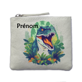 Porte monnaie personnalisé dinosaure velociraptor ivoire en feutrine en feutrine ivoire
