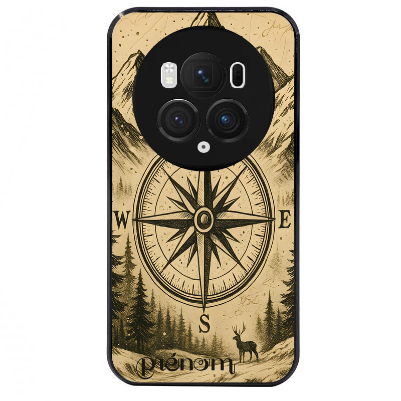 Coque noire taperso pour Magic 5 6 LITE et PRO avec motif voyage et boussole protection antichoc personnalisée