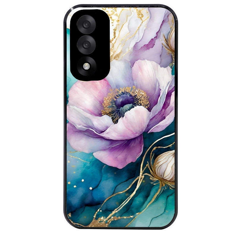 Coque noire taperso pour OnePlus Nord 5 avec motif marbre fleur protection antichoc personnalisée