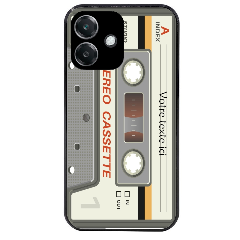 Coque noire taperso pour OPPO A40 avec motif cassette grise personnalisable protection antichoc personnalisée