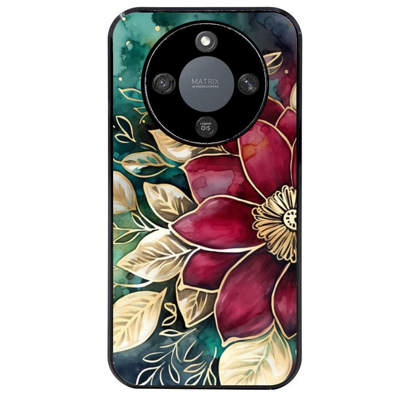 Coque noire taperso pour Magic 8 LITE et PRO avec motif fleur poinsettia style noel protection antichoc personnalisée