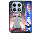Coque noire taperso pour Redmi Note 15 et PRO PLUS 4G 5G avec motif chat anime avec votre prenom protection antichoc personnalisée