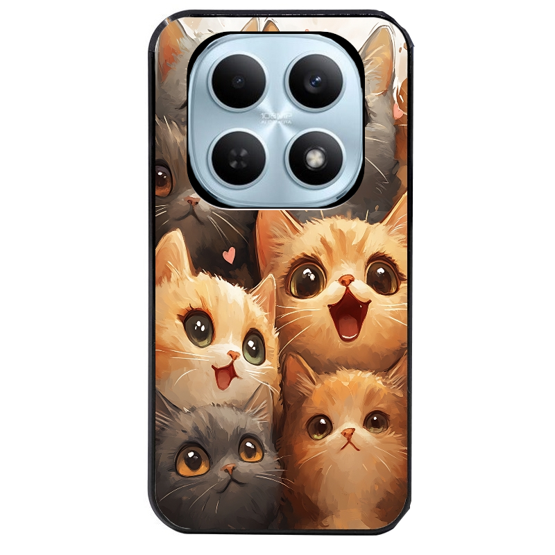 Coque noire taperso pour POCO M8 5G et PRO 5G avec motif chat smile protection antichoc personnalisée
