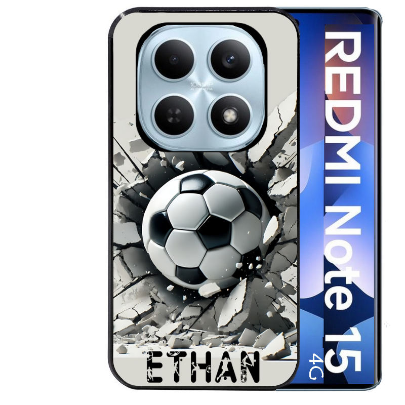 Coque noire taperso pour Redmi Note 15 et PRO PLUS 4G 5G avec motif foot beton personnalisee protection antichoc personnalisée