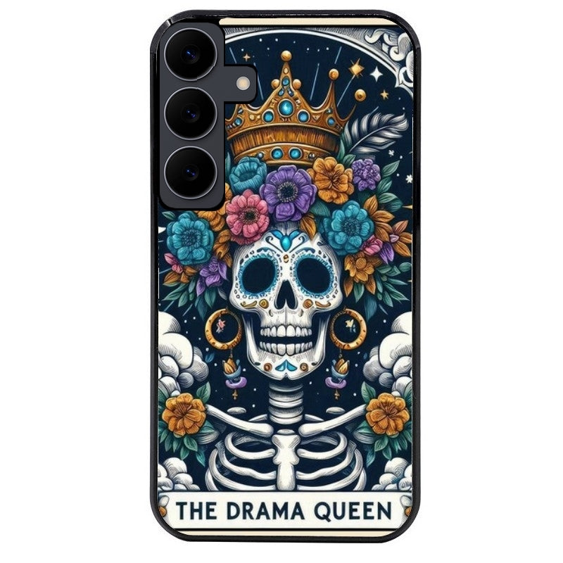 Coque noire taperso pour galaxy A06 A16 A26 A36 A56 avec motif tete de mort drama queen protection antichoc personnalisée