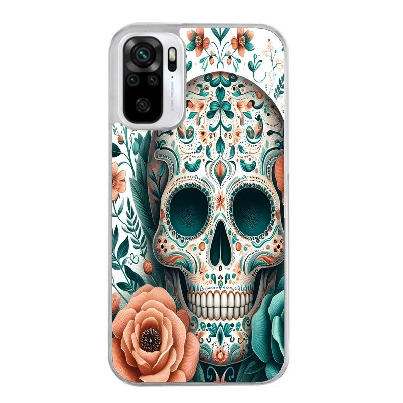 Coque taperso pour Redmi Note 10 4G 5G PRO 10S avec motif mort mexicaine turquoise protection antichoc personnalisée