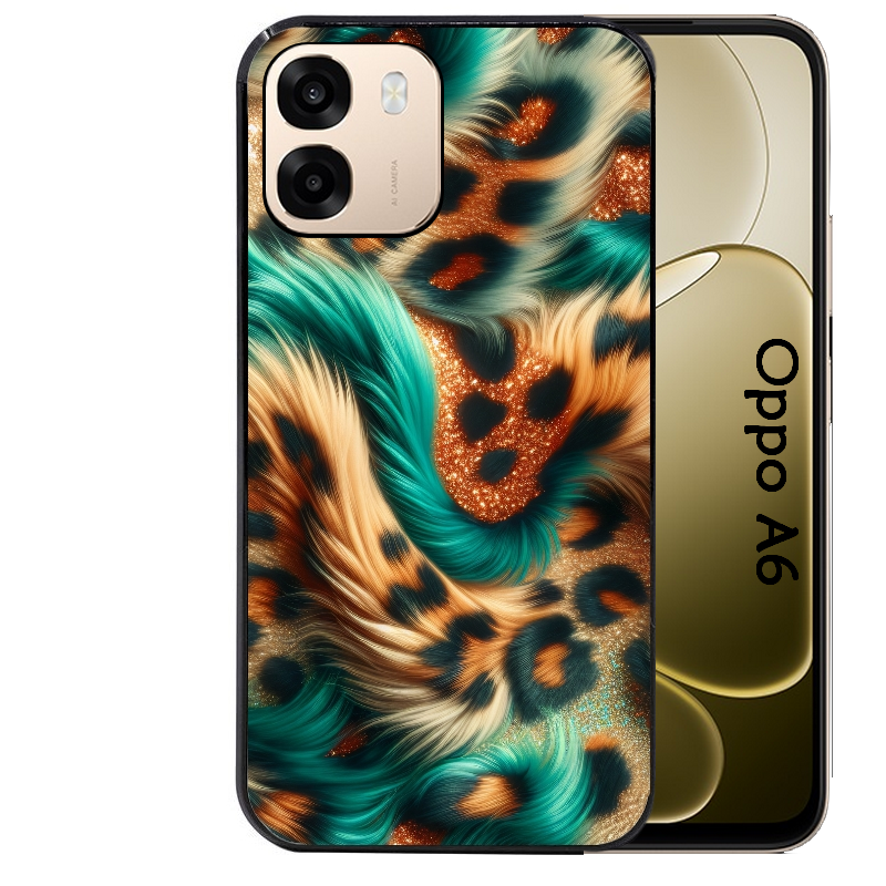 Coque noire taperso pour OPPO A6 A6X 4G et 5G avec motif effet fourrure leopard 3 protection antichoc personnalisée