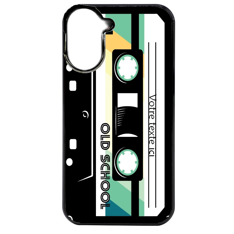 Coque noire taperso pour POCO C71 4G personnalisable avec motif cassette vintage protection antichoc personnalisée
