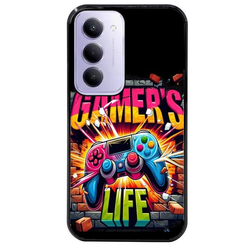 Coque noire taperso pour Redmi 15 4G et 5G avec motif gamer life protection antichoc personnalisée