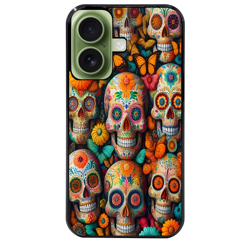 Coque noire taperso pour Iphone 17 17E AIR MAX PRO avec motif mort mexicaine papillon protection antichoc personnalisée