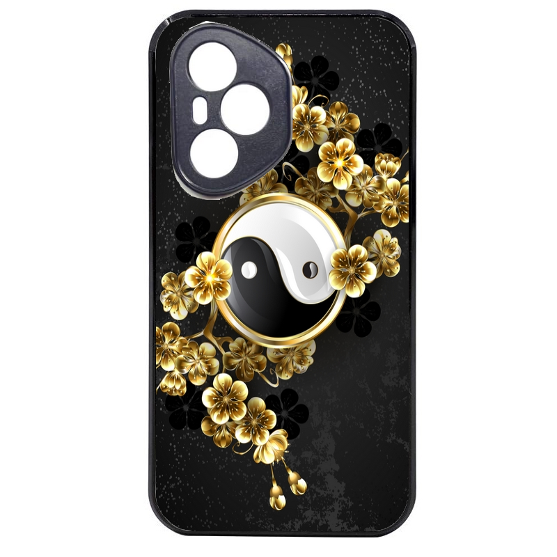 Coque noire taperso pour Honor 400 et Lite Pro Smart avec motif yin yang et fleur protection antichoc personnalisée
