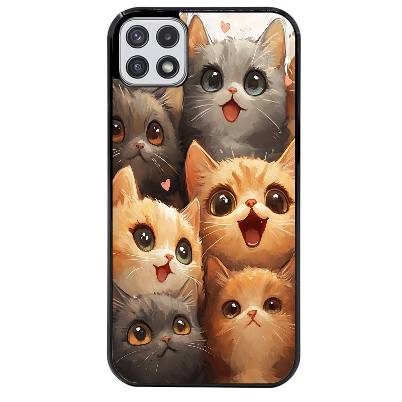 Coque noire taperso pour galaxy A22 A32 A52 A52S 4G 5G  avec motif chat smile protection antichoc personnalisée