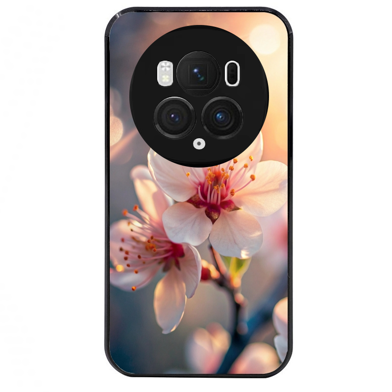 Coque noire taperso pour Magic 5 6 LITE et PRO avec motif fleur de cerisier protection antichoc personnalisée