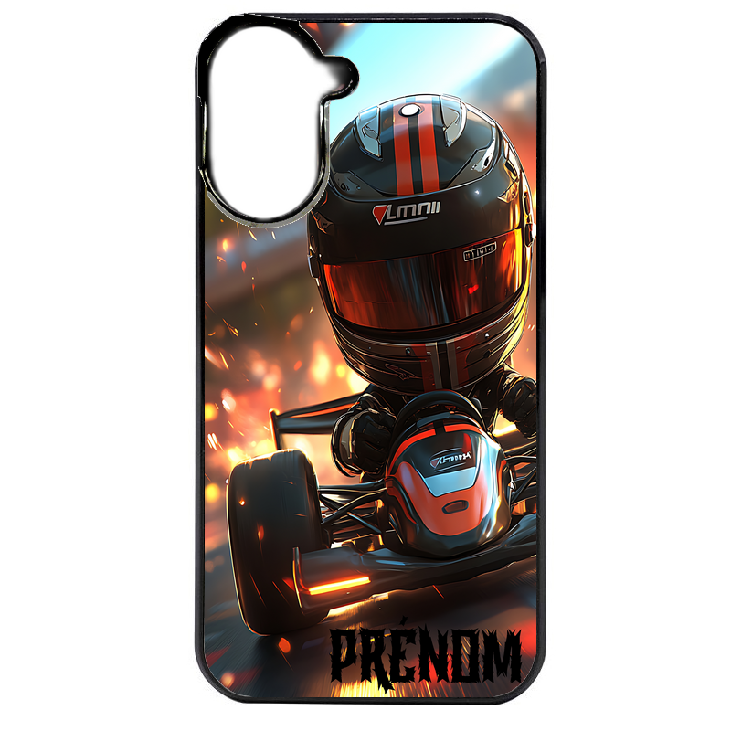 Coque noire taperso pour POCO C71 4G avec motif karting f1 personnalisee protection antichoc personnalisée