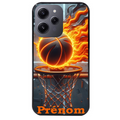 Coque noire taperso pour Redmi 12 4G et 5G avec motif basket flamme personnalisee protection antichoc personnalisée