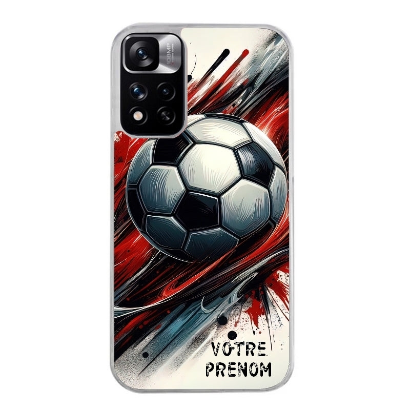 Coque taperso pour Redmi Note 10 4G 5G PRO 10S avec motif ballon foot avec prenom protection antichoc personnalisée