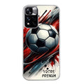 Coque taperso pour Redmi Note 11 4G PRO 5G 11S avec motif ballon foot avec prenom protection antichoc personnalisée