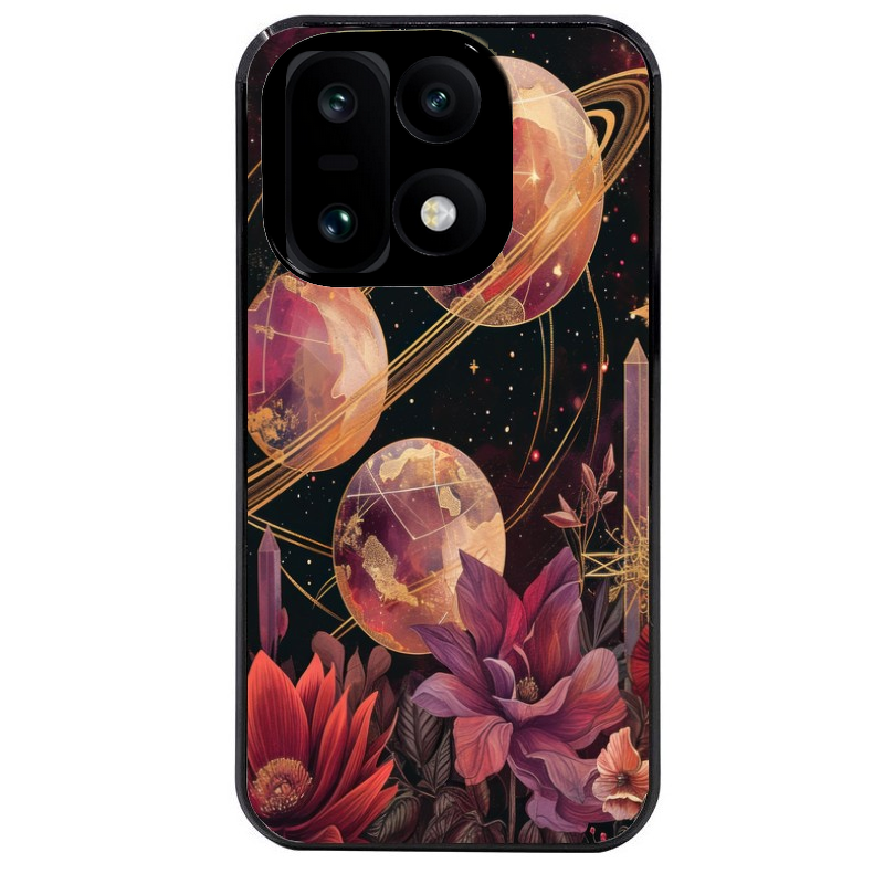 Coque noire taperso pour OnePlus 15 avec motif astro et fleurs protection antichoc personnalisée