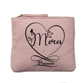 Porte monnaie personnalisé motif coeur merci rose clair en feutrine en feutrine