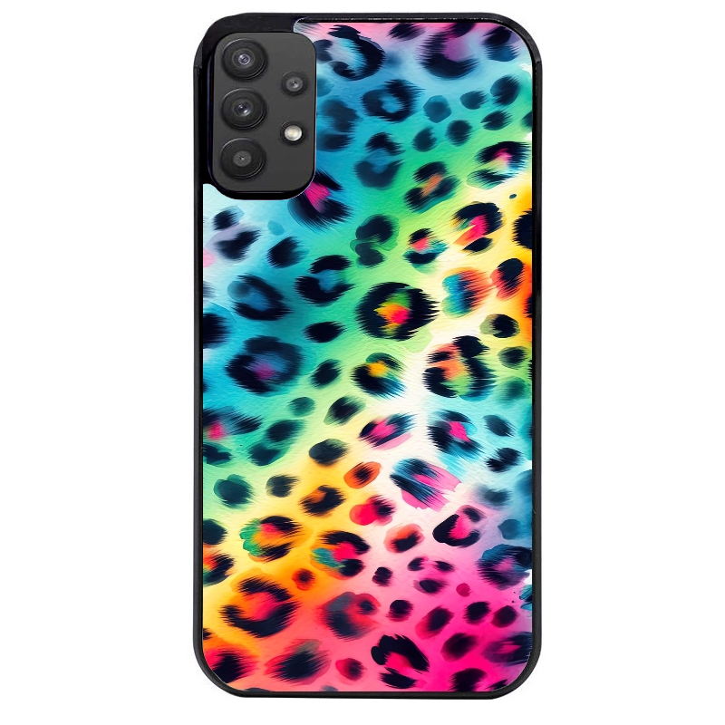 Coque noire taperso pour galaxy A22 A32 A52 A52S 4G 5G  avec motif leopard arc protection antichoc personnalisée