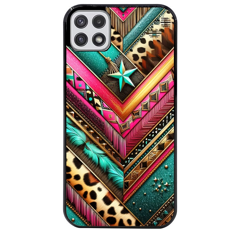 Coque noire taperso pour galaxy A22 A32 A52 A52S 4G 5G  avec motif chevron texas protection antichoc personnalisée