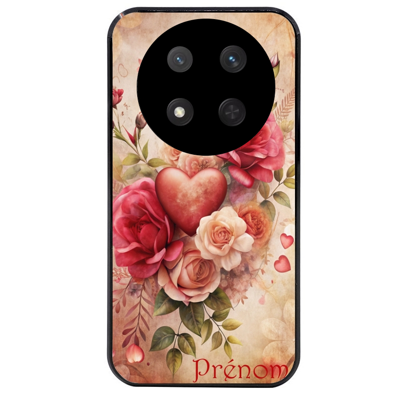 Coque noire taperso pour Magic 7 LITE et PRO avec motif coeur et fleur personnalisee protection antichoc personnalisée