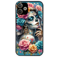 Coque noire taperso pour OPPO A5 PRO 4G et 5G avec motif tete de mort calavera bleu protection antichoc personnalisée