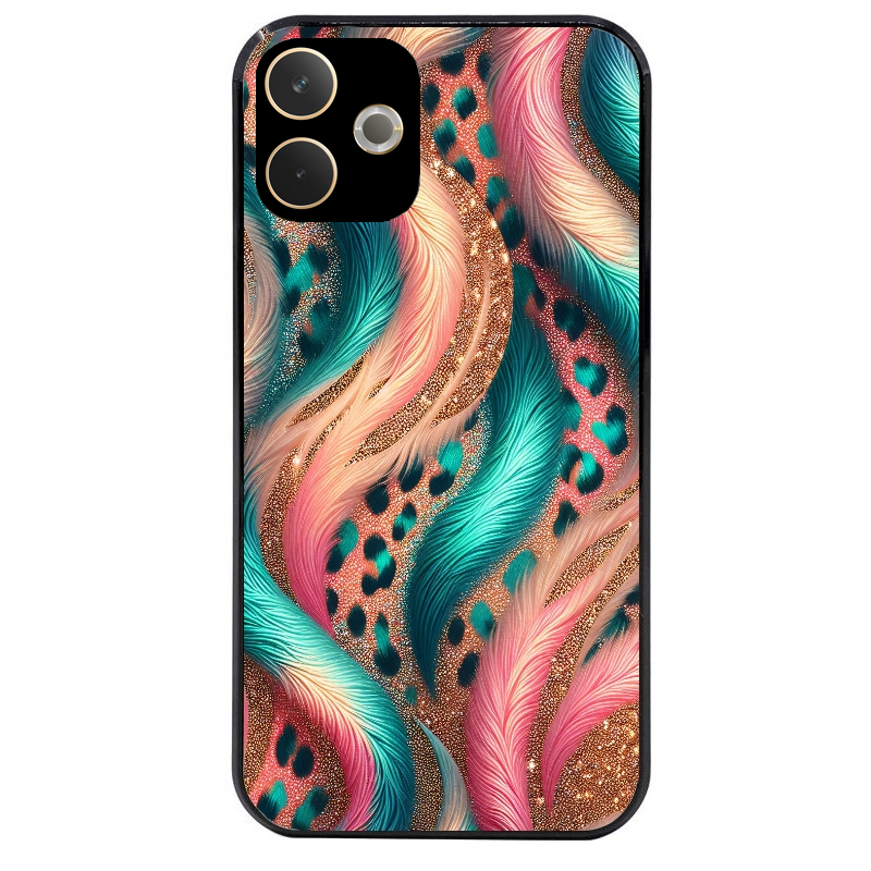 Coque noire taperso pour OPPO A5 PRO 4G et 5G avec motif effet fourrure leopard 2 protection antichoc personnalisée