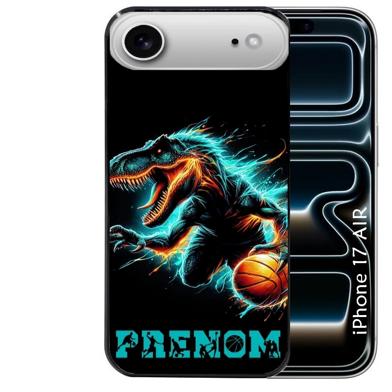 Coque noire taperso pour Iphone 17 17E AIR MAX PRO avec motif basket et dino personnalisee protection antichoc personnalisée