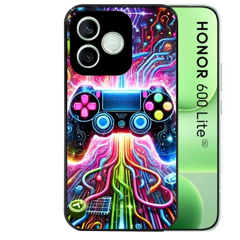Coque noire pour Honor 600 LITE avec motif gamer electro personnaliséee protection antichoc personnalisée