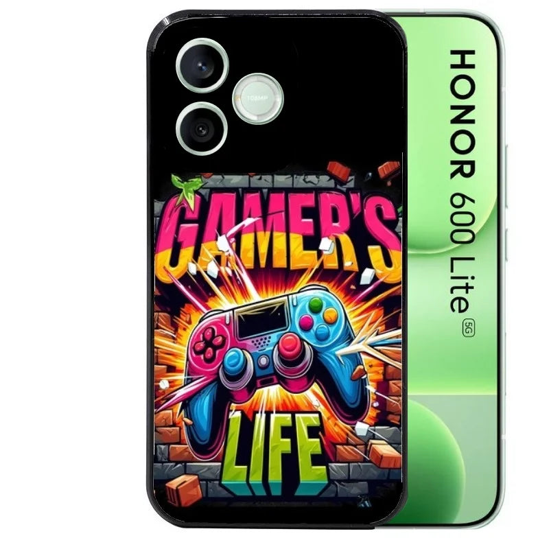 Coque noire pour Honor 600 LITE avec motif gamer life protection antichoc personnalisée