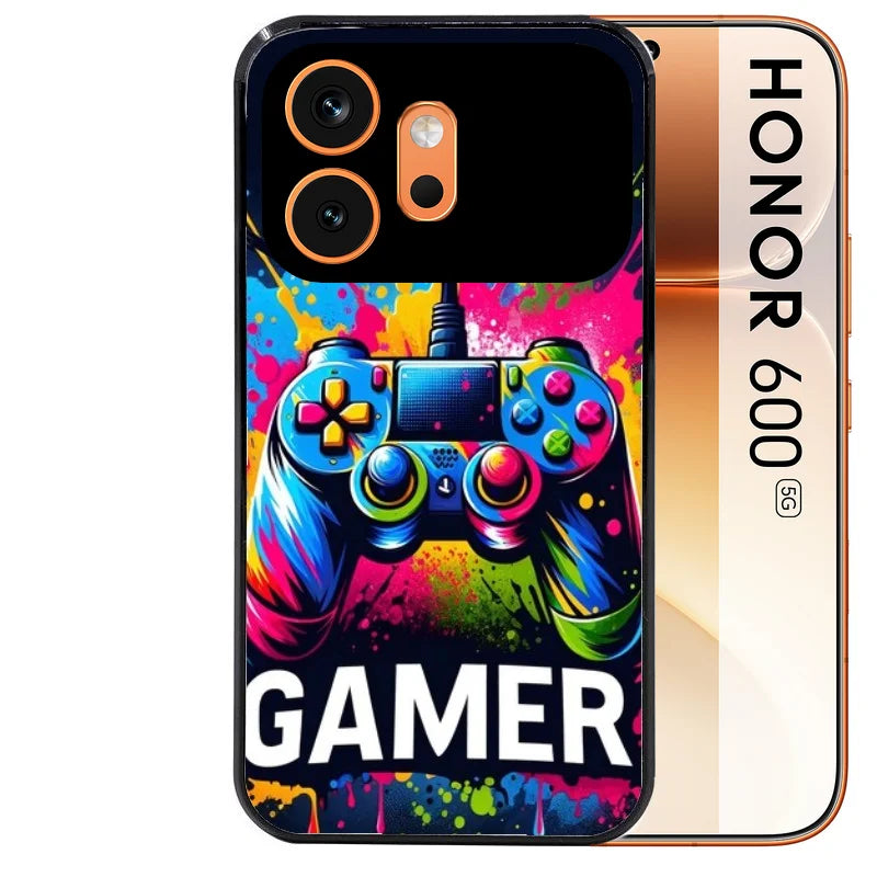 Coque noire taperso pour Honor 600 et 600 PRO avec motif gamer protection antichoc personnalisée
