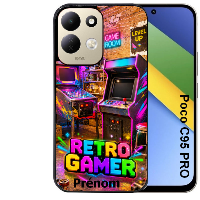 Coque pour POCO C95 PRO personnalisée gamer retro