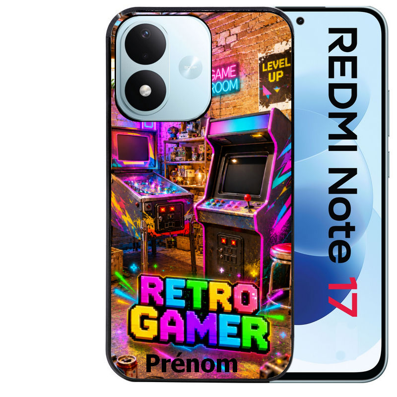 Coque pour Redmi Note 17 et PRO 4G 5G Max personnalisée gamer retro