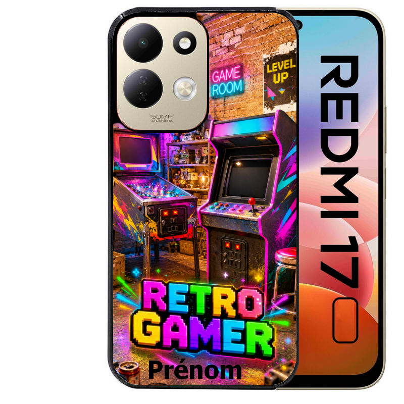 Coque pour Redmi 17 et 17C 4G 5G personnalisée gamer retro